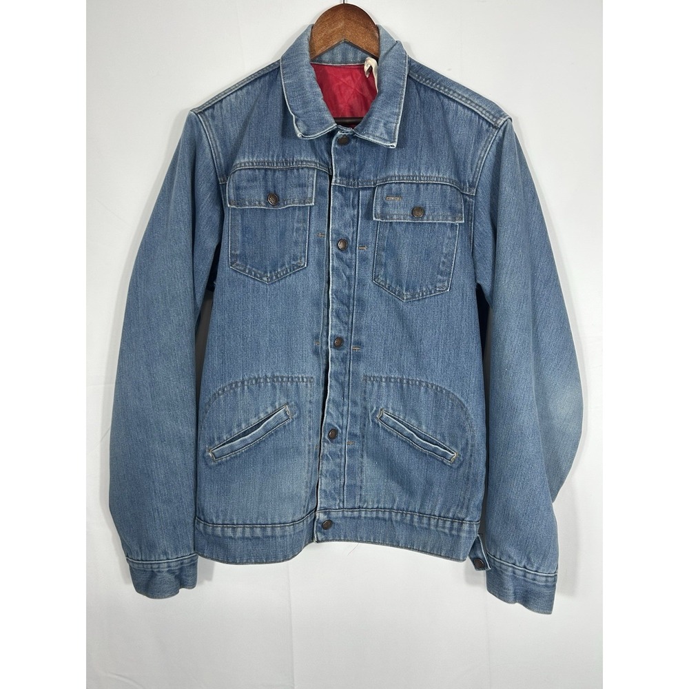 Vintage Mens JC Penney Denim Chore Barn Coat Ranch Quilted Lined 70s Estate Find